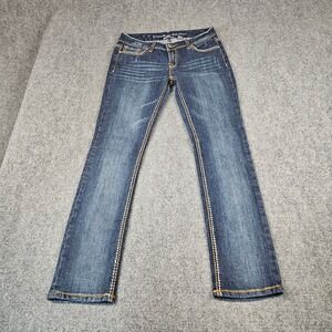 I Jeans by Buffalo Womens 10P Straight Leg Dark Wash Contrast Stitch Denim Blue
